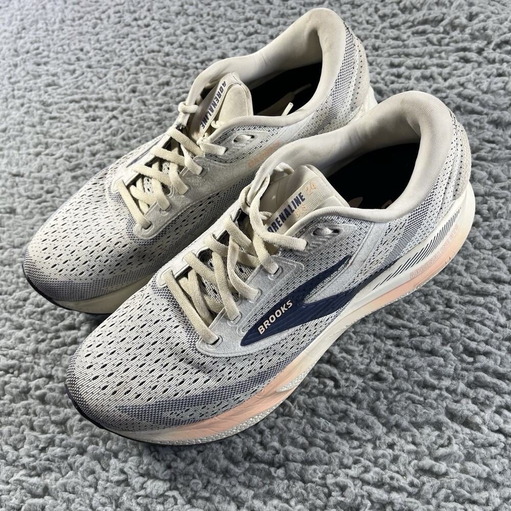 Brooks Adrenaline GTS 24 Running Shoes Womens 9.5 B Gray Blue Athletic Sneakers